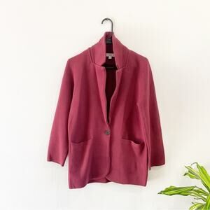 J. Crew Cecile Merino Wool Blend Sweater Blazer Jacket Burgundy BF013 Sz XS